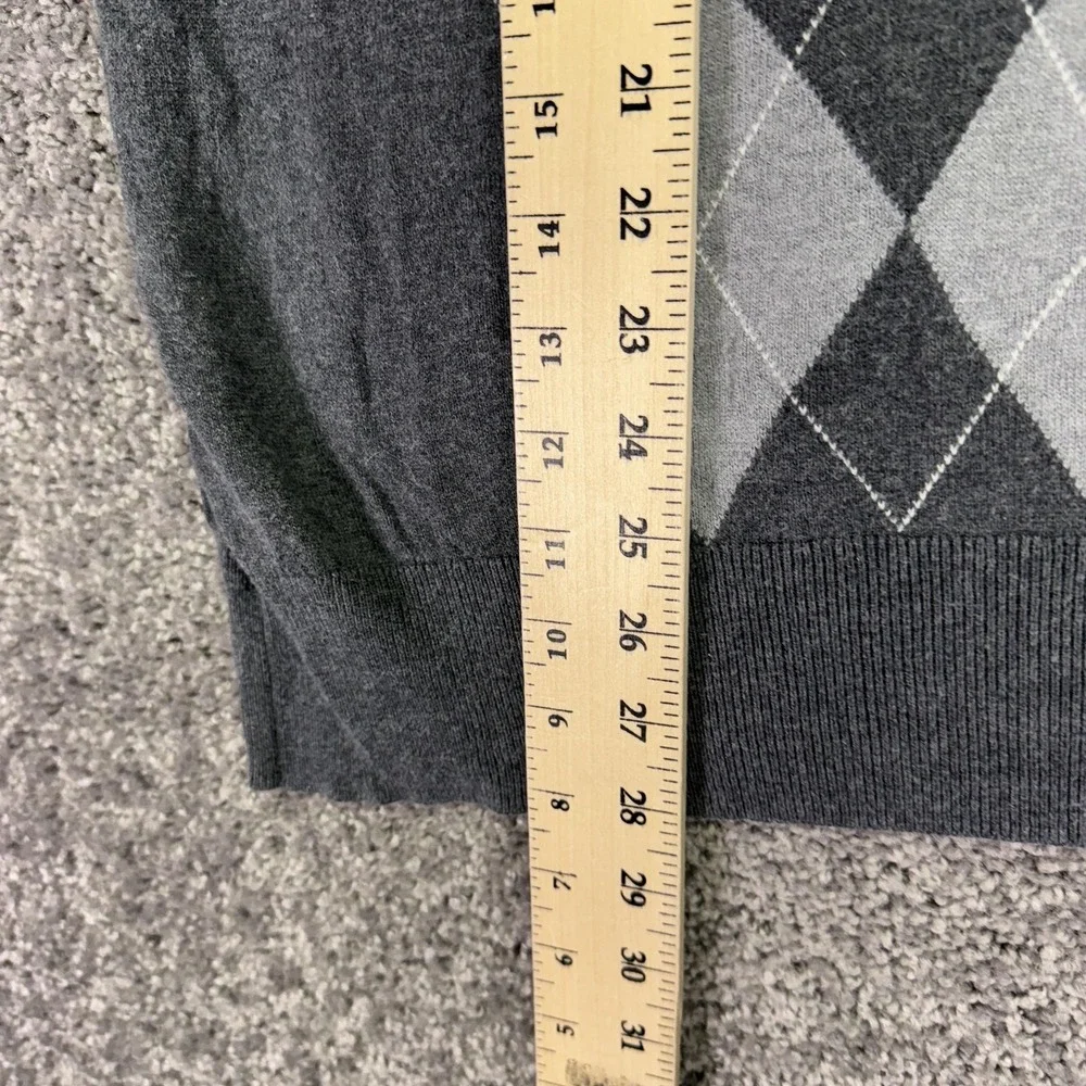 Banana Republic Sweater Mens XL Gray Knit V Neck Silk Cotton Cashmere Preppy